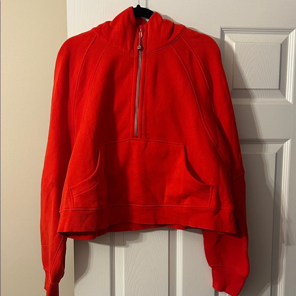 Red Women's Cropped Scuba Sweater